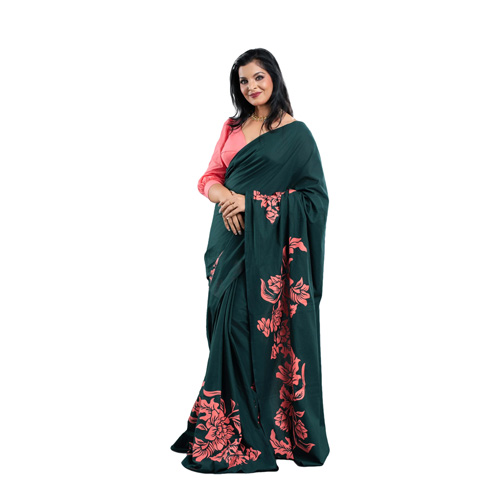 Emerald Bloom Batik Saree Emerald Bloom Batik Saree