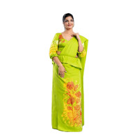Lime Green Kandyan Batik Saree – Traditional Sri Lankan Designer Saree