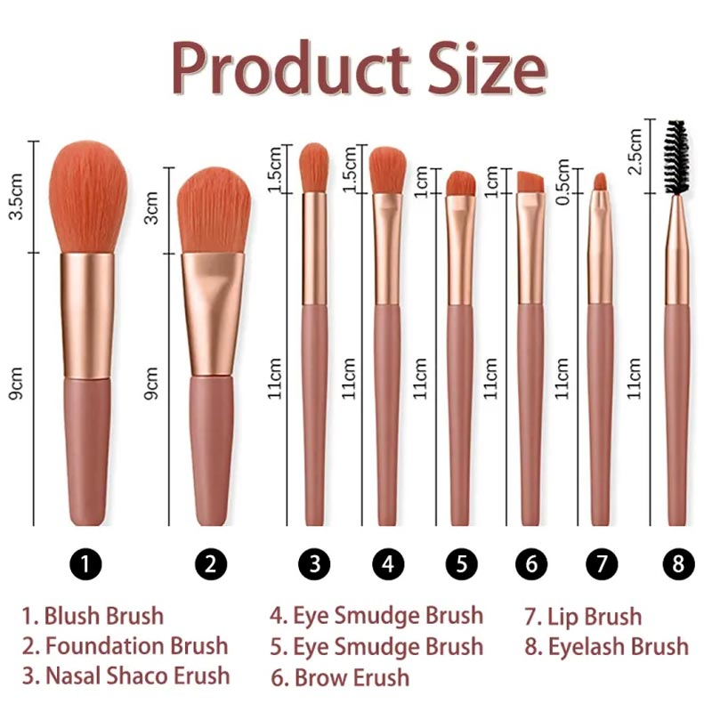 Makeup brush sizes
